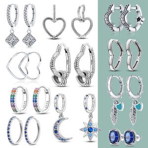 925 argent Fit Pandora boucles d'oreilles cristal mode femmes bijoux cadeau oreille goujons coloré cristal zircon coeur rond