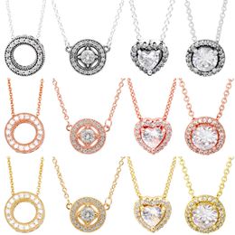 925 zilveren fit Pandora ketting hanger hart vrouwen mode sieraden kenmerkende cirkel allure collier verhoogde hart glanzende elegantie