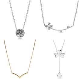 925 Argent Fit Pandora Collier Pendentif coeur femmes bijoux de mode Real Shining Wish Lucky Tree Of Life