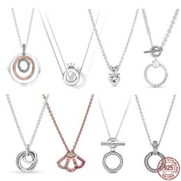 925 zilveren fit Pandora ketting hanger hart vrouwen mode sieraden klassieke hartvormige ronde kroon