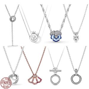 925 zilveren fit Pandora ketting hanger hart vrouwen mode sieraden hart fan dubbele ring t-vormige gesp