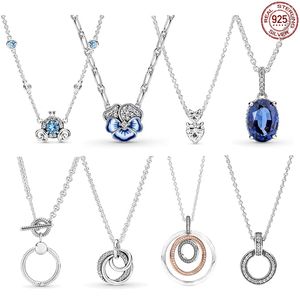 925 zilveren fit Pandora ketting hanger hart vrouwen mode sieraden multi ronde saffier hartvorm