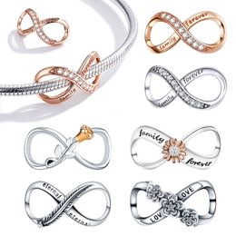 925 argent Fit Pandora Original breloques DIY Pendentif femmes Bracelets perles Infinity Éternel Symbole Charme Noeud Papillon Perles