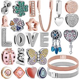 925 argent Fit Pandora Original breloques DIY Pendentif femmes Bracelets perles Bijoux De Mode Intemporel Étincelant Clip De Luxe