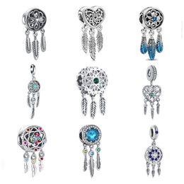 925 SILVER FAST PANDORA ORIGINELE CHARKS DIY HANDER VROUWEN SCHAAKBELEKEN KRIJKEN Fijn Europa Nieuwe Silver Dreamcatcher Pendant