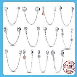 925 Silver Fit Pandora Originele Charms Diy Pendant Women armbanden kralen Zirkoon veiligheidsketen Charms