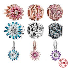 925 argent Fit Pandora Original charmes DIY Pendentif femmes Bracelets perles Rose Fleur Jardin Charmes Pour Femmes Bijoux Accessoires