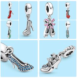 925 argent Fit Pandora Original breloques DIY Pendentif femmes Bracelets perles Princesse chaussure Brillant Zircon