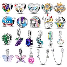 925 argent Fit Pandora Original charms DIY Pendentif femmes Bracelets perles En Forme de Coeur Papillon Étoilé Boucle Clip Spacer Stopper Charms Chaîne De Sécurité