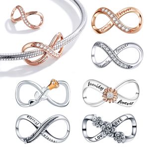 925 argent Fit Pandora Original breloques DIY Pendentif femmes Bracelets perles Infinity Éternel Symbole Charme Noeud Papillon Perles