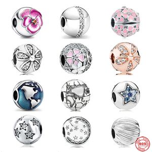 925 argent Fit Pandora Original charmes DIY Pendentif femmes Bracelets perles Fleurs Étoile Boule Positionnement Boucle Clip Perles Pendentif Cadeau