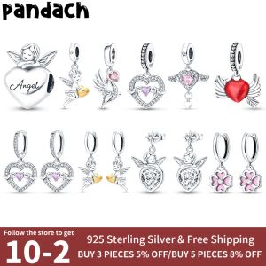 925 argent Fit Pandora Original breloques DIY Pendentif femmes Bracelets perle Saint Valentin Collection Cupidon Coeur Boucles D'oreilles