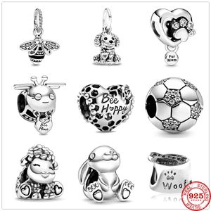 925 Silver Fit Pandora Stitch Bead Nieuwe schattige sprankelende pootafdruk armband Charm Braads Dange Diy sieraden accessoires