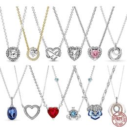 925 Silver Fit Women Collier Pendant Heart Classic Classic Pendant multi-circulaire en forme de cœur éblouissant