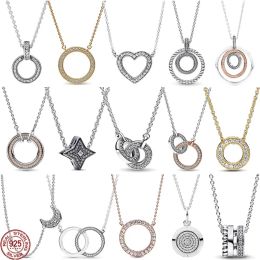 925 Silver Fit Women Collier Pendant Heart Classic Classic Multi Circular Coeur en forme d'étoile Pendant