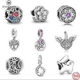 925 plata para pandora charms joyería cuentas pulsera NUEVO corazón rosa europeo árbol genealógico Ángel colgante