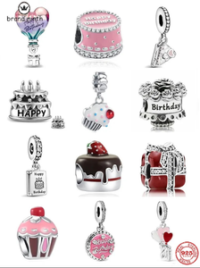 925 argent pour pandora charms bijoux perles Bracelet ballon à air chaud joyeux anniversaire Perles Cake charm set