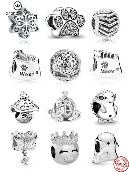 925 argent pour pandora breloques bijoux perles Bracelet chien patte miaou bricolage ensemble de breloques pendentif bricolage perle fine