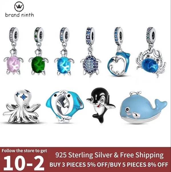 925 argent pour pandora charmes bijoux perles Pendentif femmes Bracelets perles Couleur Océan Pet Animal Série