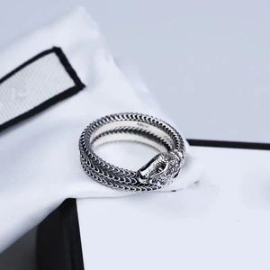 925 Silver G Letter Retro Spirit Snake Ring Men's and Women's Hip Hop Street Fashion Accessories