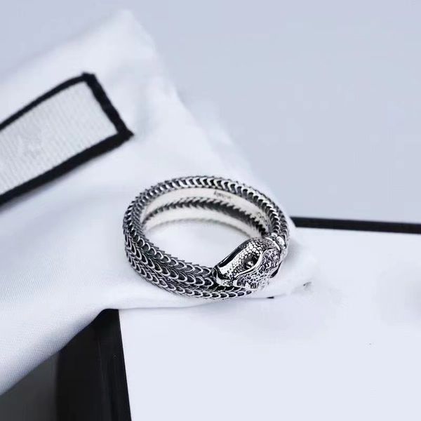 925 argent lettre G rétro esprit serpent bague hommes et femmes hip hop street fashion accessoires