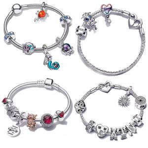 925 Silver Game Charm Designer Bracelets pour femmes Bijoux DIY Fit Pandoras Little Mermaid Spider Collection complète Bracelet Set Fête de Noël Cadeau de vacances avec boîte