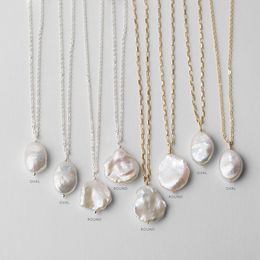 Collier de perles baroques naturelles remplies d'argent/or 925, bijoux faits à la main, pendentifs ras du cou pour Femme, collier Boho Q0127