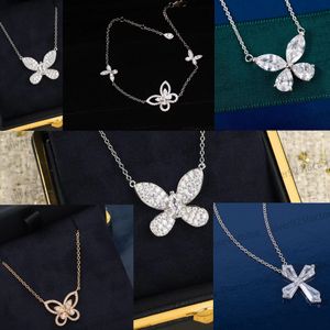 925 zilveren Graf Phantom vlinder hanger ketting met vijf bloemen meerdere oorstekers holle 3D volledige diamanten armband hoge kwaliteit sieraden dames sleutelbeen ketting