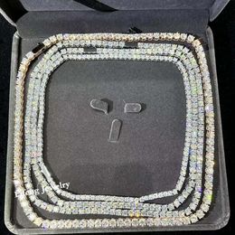 925 Silver Iced Out VVS Moisanite Tennis Chain Passage Diamond Tester 3 mm 4 mm 5 mm Collier