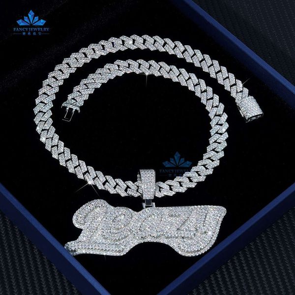 925 Joya de plata Nombre personalizado Collar Collar VVS Customado Costilización VVS Diamond Colgante