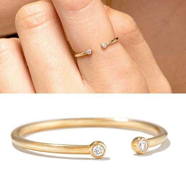 925 Argent Style Coréen Rond Ouvert Bague En Or Taille 6/7/8 Minimalisme Bijoux De Mode Pour Les Femmes Anniversaire Cadeau Courtship Ring X0715