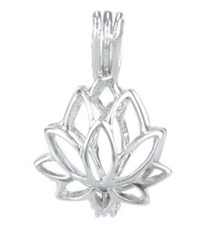 925 Verte-mi-médaillon en argent Lotus Shape Pearl Gem Beads Cage Pendant peut ouvrir le pendentif en argent sterling