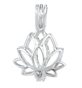 925 Verte-mi-médaillon en argent Lotus Shape Pearl Gem Beads Cage Pendant peut ouvrir le pendentif en argent sterling montage de bijoux de bricolage