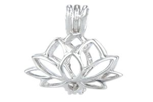 925 Zilveren Medaillon Kooi Lotusvorm Parel Gem Kralen Kooi Hanger Kan Open Sterling Zilveren Hanger Montage DIY Sieraden Fitting337B9304912