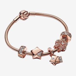 Bracelets porte-bonheur étoile porte-bonheur en argent 925, DIY, pendentif en perles Pandora, bijoux de créateur pour femmes