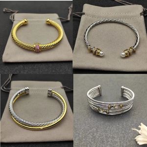 925 Zilveren Luxe Bedelarmband DY Designer Gepersonaliseerde retro Opening Heren Brede Editie Bangle Liefde Vergulde dy Armband voor Vrouwen Sieraden Cadeau met doos