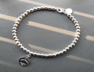 925 argent luxe coeur perlé breloque étiquette brins Bracelet femmes bijoux fins perles à la mode chaîne boule ronde Bracelets pour girlfrien2256367