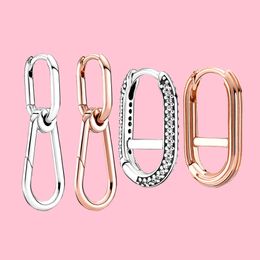 S925 Silver Me Collection Huggie Pave Single Hoop Link oorbellen voor vrouwen Gift Fit Pandora Accessory Charms Pandents With Box