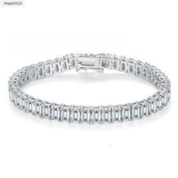 Bracelet en argent 925 moissanite 3*5mm VVS taille émeraude tennis 0,5ct bracelets en chaîne de diamant de laboratoire 3I6B