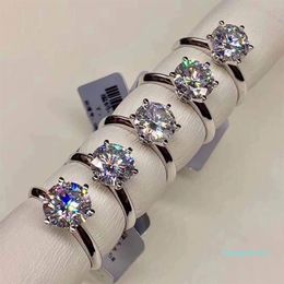 925 Silver Moissanite Certified Diamond Ring Test Canon Classic 6 Claw Crow Design D F Color VVS CLARITY 3EX ETERNAL Cut Shine3060