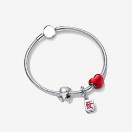 925 zilveren geld konijn charmes armbanden set bangle diy fit pandora stijl hanger rode liefde kralen vrouwen designer sieraden cadeau