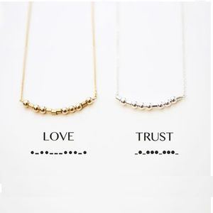 925 zilveren morse code hanger goud gevuld sieraden handgemaakte geheime code ketting zusters bruidsmeisje geschenk sieraden vrouwen ketting Q0531