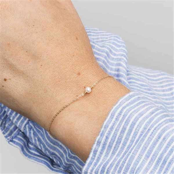 925 Argent Naturel Perle Bracelets Indien Or Rempli Minimaliste Bijoux Cadeau D'anniversaire À La Main Boho Bracelet Femmes