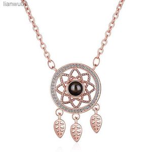 925 Zilveren Ketting Vrouwen Sieraden Romantisch 100 Talen I Love You Projectie Dreamcatcher Hanger Lady Engagement Accessoires L230704