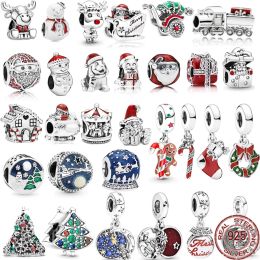 925 zilver nieuwe kerstvloek kerstman rendier sneeuwpop boom kralen geschikt voor originele PAN armbanden DIY dames sieraden gratis verzending
