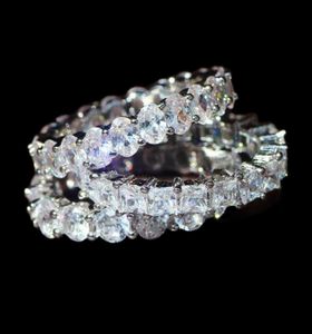 925 Silver Pave Cadre Full Square Simulate Diamond CZ Eternity Band Engagement Wedding Stone Rings Taille 5925353