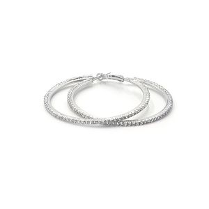 925 Verzilverde Ronde Dunne Hoepels Huggie Strass Kristallen Cirkel Oorringen Voor Vrouwen