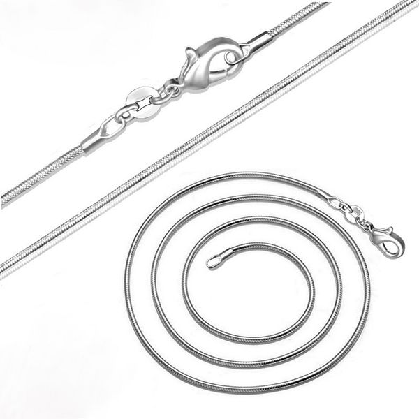 Collier chaîne serpent plaqué argent, petites chaînes fines 1mm * 16/18/20/22/24/26/28/30 pouces, 100 pièces/lot, vente en gros d'usine