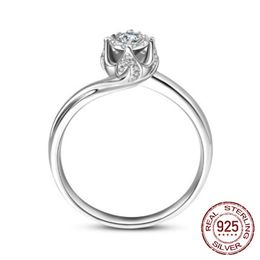 925 zilveren ringen voor vrouwen 1.5 CT Ronde Cut Zirconia Diamond Solitaire Ring Wedding Band Engagement Bridal J-401