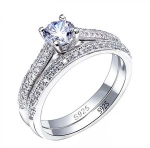 925 Zilveren Ringen Voor Vrouwen Eenvoudig Ontwerp Dubbel Stapelbaar Mode-sieraden Bruidssets Bruiloft Verlovingsring Accessoire4255430